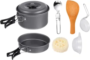 SUPVOX Non-Stick Camping Pots Pans 7-Piece Outdoor Cookware Kit for Easy Cooking Go