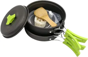 SUPVOX Outdoor Cooking Set 1 Person Aluminium Pot Portable Camping Utensils Foldable Handle Non-Stick Pot Multi-Function Camping Cookware Safe Comfortable