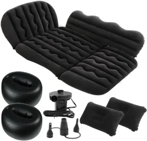 SUV Air Mattress for Back Seat, Inflatable Car Air Bed with Electric Air Pump Flocking Surface Portable Sleeping Pad for Travel Camping Minivan Van Trunk