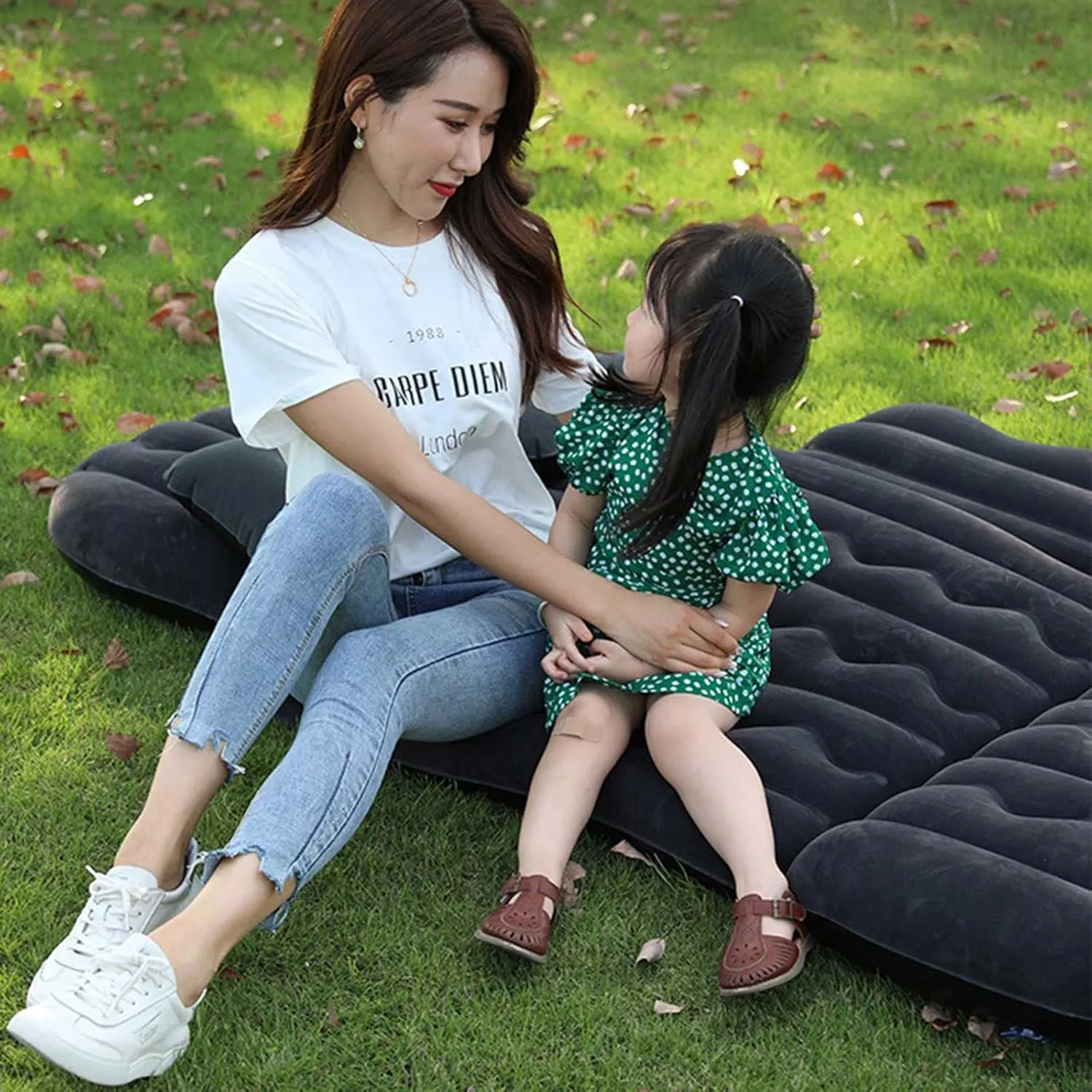 SUV Air Mattress for Back Seat, Inflatable Car Air Bed with Electric Air Pump Flocking Surface Portable Sleeping Pad for Travel Camping Minivan Van Trunk