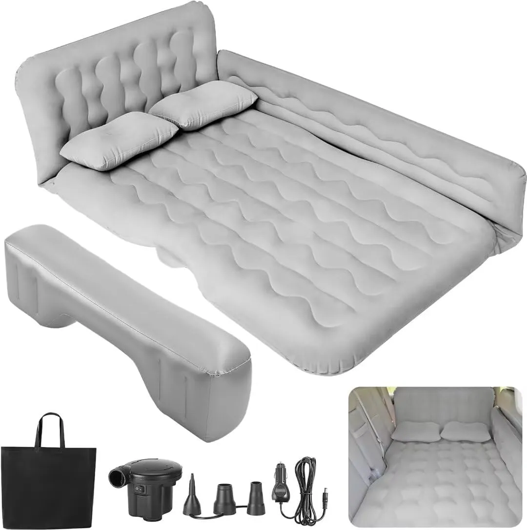 SUV Air Mattress - Thickened and Double Air Mattress Sided Flocking Travel Inflatable Car Mattress Bed with Electric Air Pump and 2 Pillows, Car Sleeping Bed for Home Outdoor and Travel