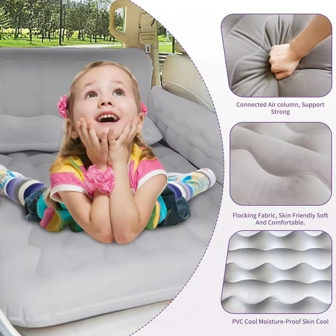 SUV Air Mattress - Thickened and Double Air Mattress Sided Flocking Travel Inflatable Car Mattress Bed with Electric Air Pump and 2 Pillows, Car Sleeping Bed for Home Outdoor and Travel