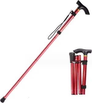 T-Handle Trekking Pole, Lightweight Collapsible Hiking Poles Aluminum Alloy Walking Sticks, Increase Stability, and Improve Posture, for Outdoor Camping(B)
