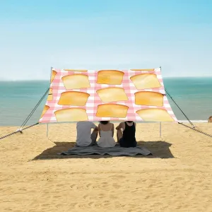 Tasty Toasts Breakfast Pattern Beach Camping Tent Sun Shelter for Whole Family, Beach Shade Canopy with UPF50  UV Protection,Easy Set Up and Carry,Outdoor Shade for Trips, Fishing, Backyard Fun