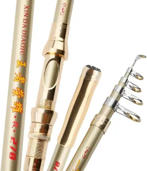 Telescopic Fishing Pole Carbon Sea Rod Super Stiff Ultralight Casting Fishing Rod Portable 2.1M 2.4M 2.7M 3M 3.6M 3.9M 4.2M 4.5M for Men Women(Size:2.7M)