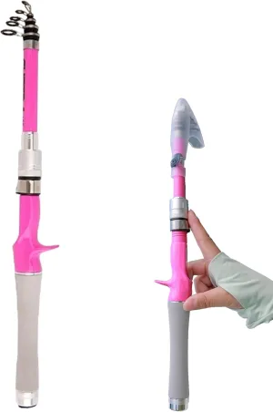 Telescopic Fishing Rod-Fishing Rods-Zoom Fishing Pole Fiberglass Ultra Light Super Short Mini Bass Bait Casting Fishing Rod and Reel Combo for Freshwater/Saltwater