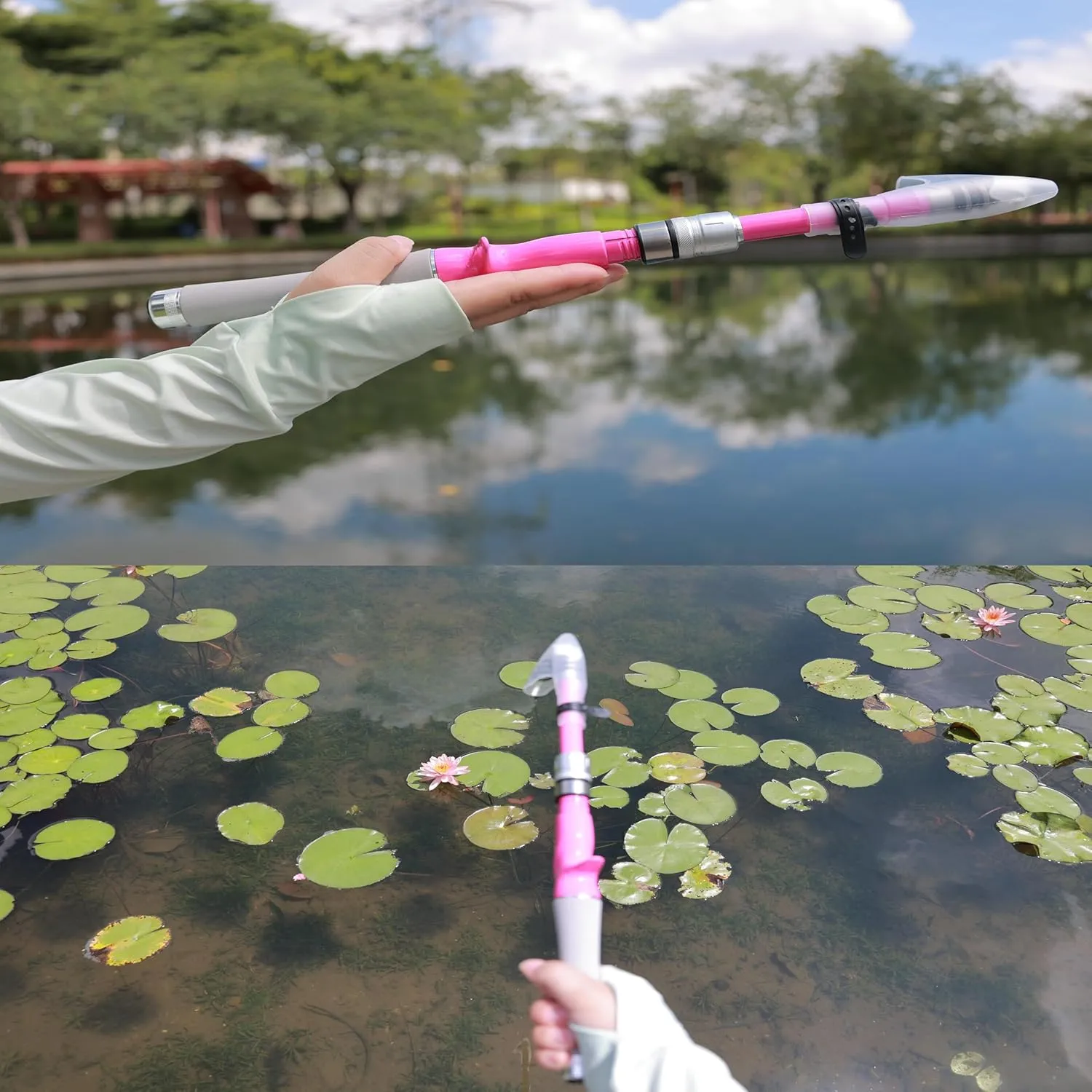 Telescopic Fishing Rod-Fishing Rods-Zoom Fishing Pole Fiberglass Ultra Light Super Short Mini Bass Bait Casting Fishing Rod and Reel Combo for Freshwater/Saltwater