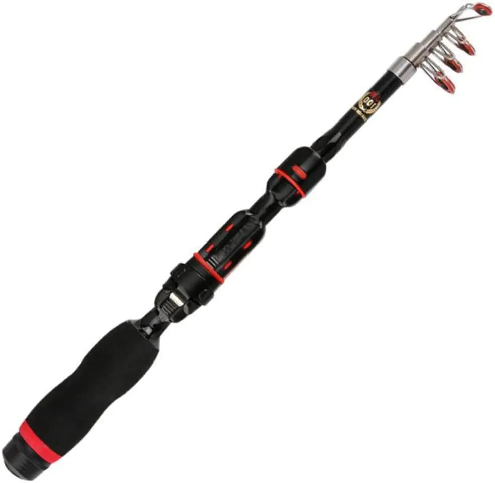 Telescopic Fishing Rod Folding Pole Portable Accessory for Fish Lovers Ultralight Design Durable Construction for Travel Fishing and Black