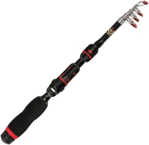 Telescopic Fishing Rod Folding Pole Portable Accessory for Fish Lovers Ultralight Design Durable Construction for Travel Fishing and Black