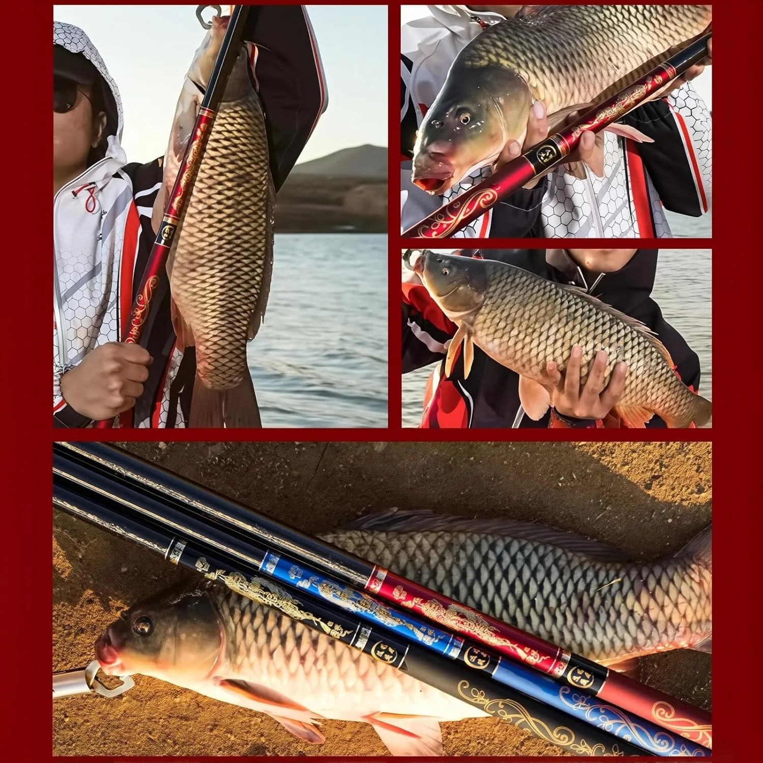 Telescopic Fishing Rods Ultralight Carbon19 Tone 3.6m 3.9m 4.5m 4.8m 5.4m 5.7m 6.3m 7.2m 8.1m 9m Travel Fishing Pole Travel Rods Rivers Lakes Reservoirs Streams