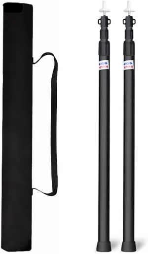 Telescopic Tarp Poles，Adjustable Tent Poles 2Pcs Telescopic Tent Poles 2.3m Adjustable Aluminum Awning Poles Canopy Poles, for Camping Tent Tarp Shelter Awning Canopy(Black)