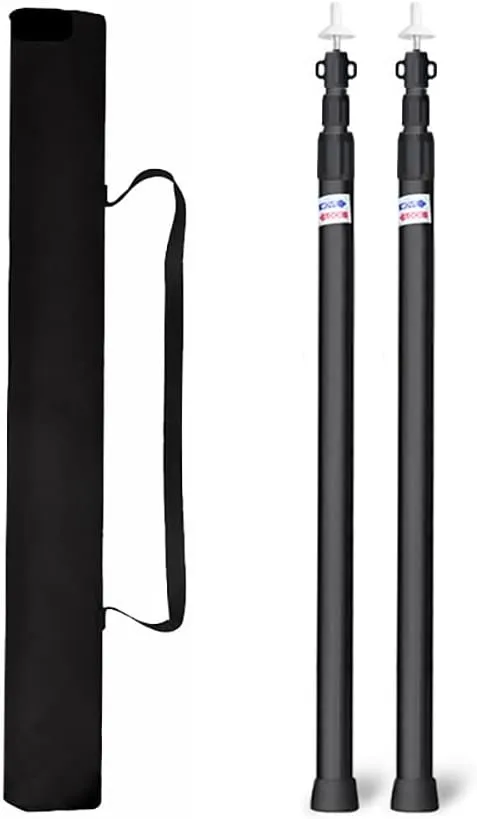 Telescopic Tarp Poles，Adjustable Tent Poles 2Pcs Telescopic Tent Poles 2.3m Adjustable Aluminum Awning Poles Canopy Poles, for Camping Tent Tarp Shelter Awning Canopy(Black)