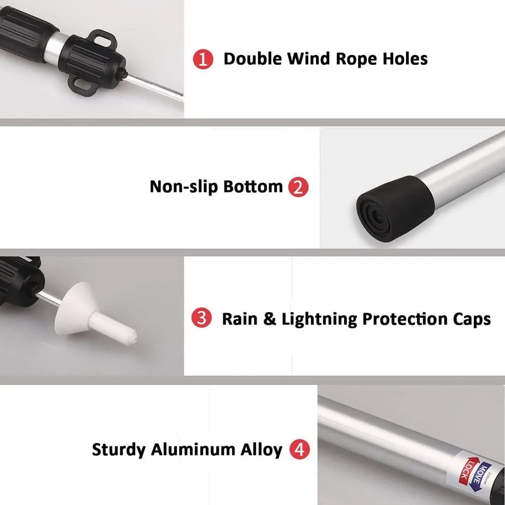 Telescopic Tarp Poles，Adjustable Tent Poles 2Pcs Telescopic Tent Poles 2.3m Adjustable Aluminum Awning Poles Canopy Poles, for Camping Tent Tarp Shelter Awning Canopy(Black)