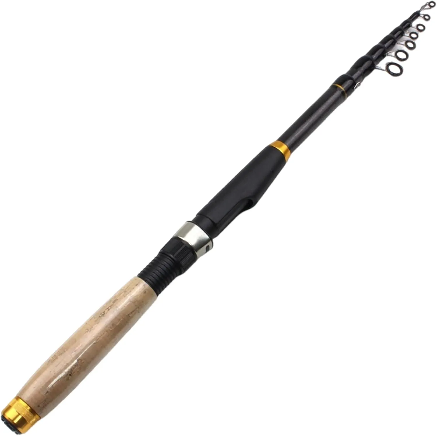 Telescoping Pole, Telescopic Fishing Rod, Carbon Fiber Rotating Telescoping Pole with 8 Guide Rings & Cork Handle, Multifunctional Fishing Rod for Travel Saltwater Freshwater Fishing