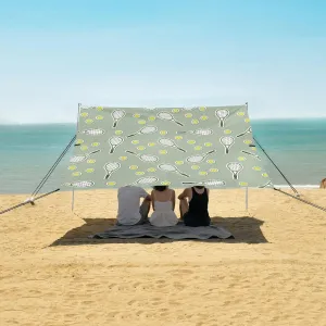 Tennis Cartoon Sticker Pattern Beach Camping Tent Sun Shelter for Whole Family, Beach Shade Canopy with UPF50  UV Protection,Easy Set Up and Carry,Outdoor Shade for Trips, Fishing, Backyard Fun