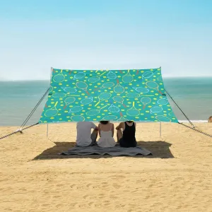 Tennis Rackets and Balls Beach Camping Tent Sun Shelter for Whole Family, Beach Shade Canopy with UPF50  UV Protection,Easy Set Up and Carry,Outdoor Shade for Trips, Fishing, Backyard Fun Picni
