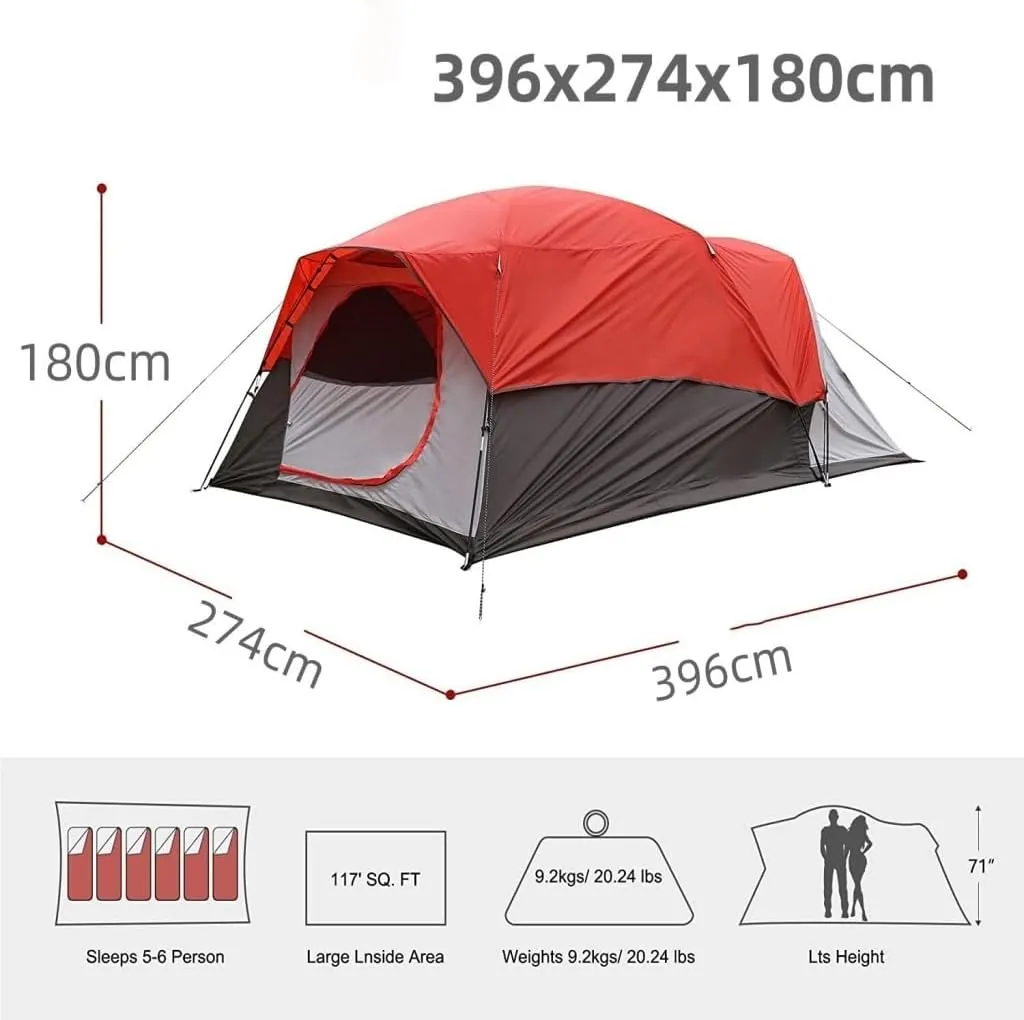 Tent 4-6 People Double-Layer Tent, Rainproof and Sunshade Outdoor Camping Tent, Easy to Build Family Park Tent Outdoor Tent