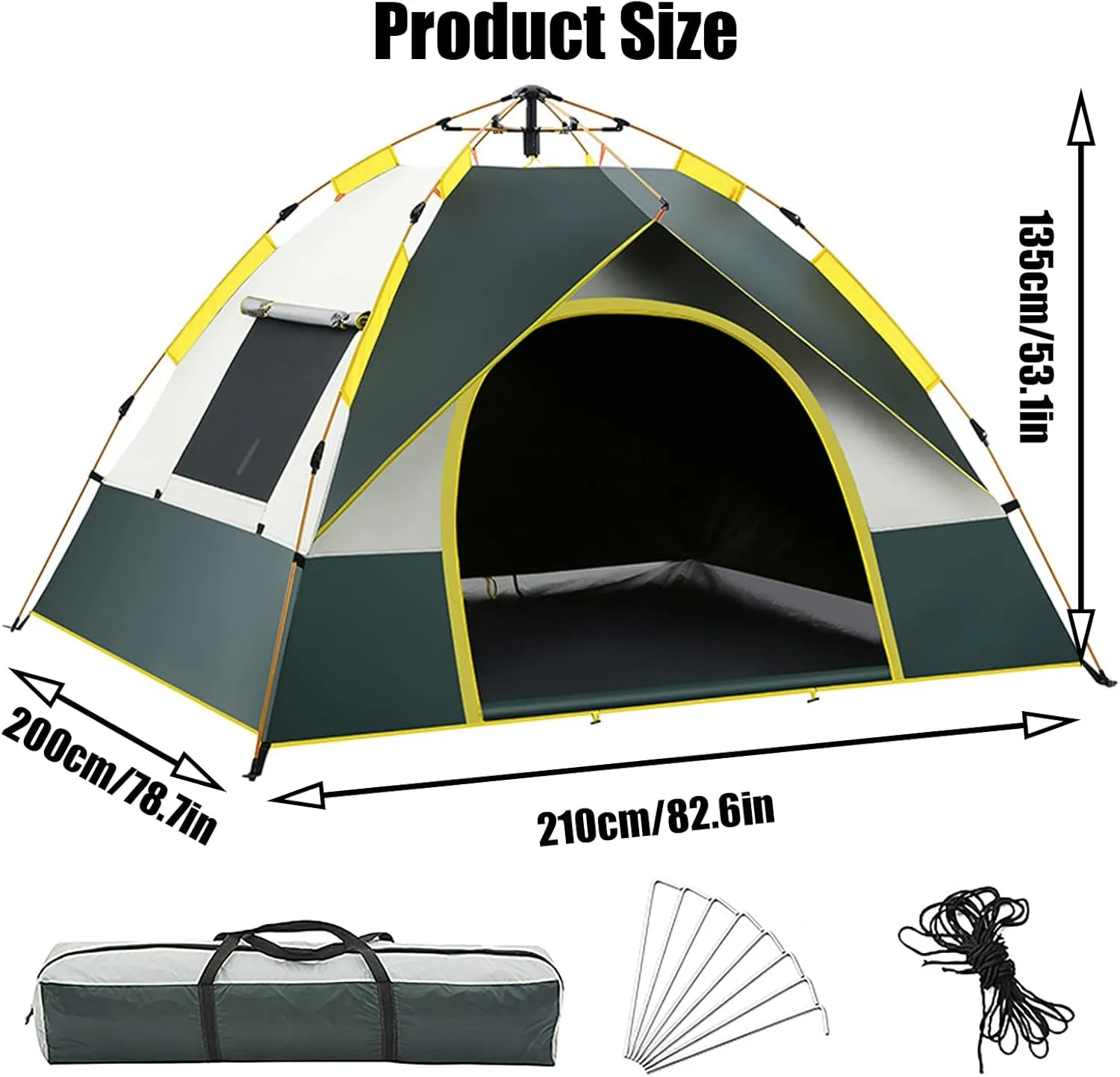 Tent for Camping Easy Set Up Ventilated, Sun Shelter Tent Weatherproof Waterproof, Backpacking Tent Pop Up Lightweight, All Seasons, for Family Hiking and Backpacking