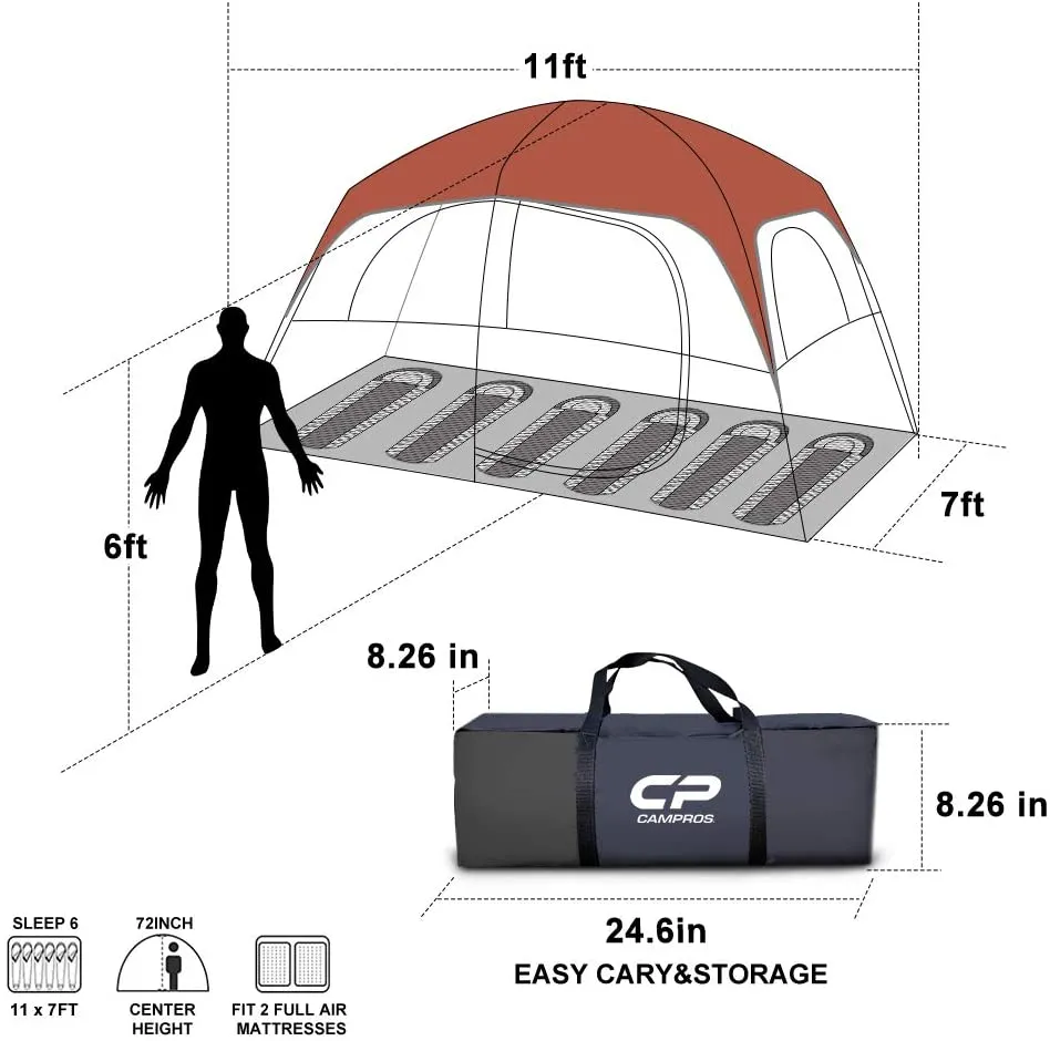 Tent Hurry, limited slots Local shipping options Family Rainfly, Top Windows Large with Windproof 4 Waterproof Mesh