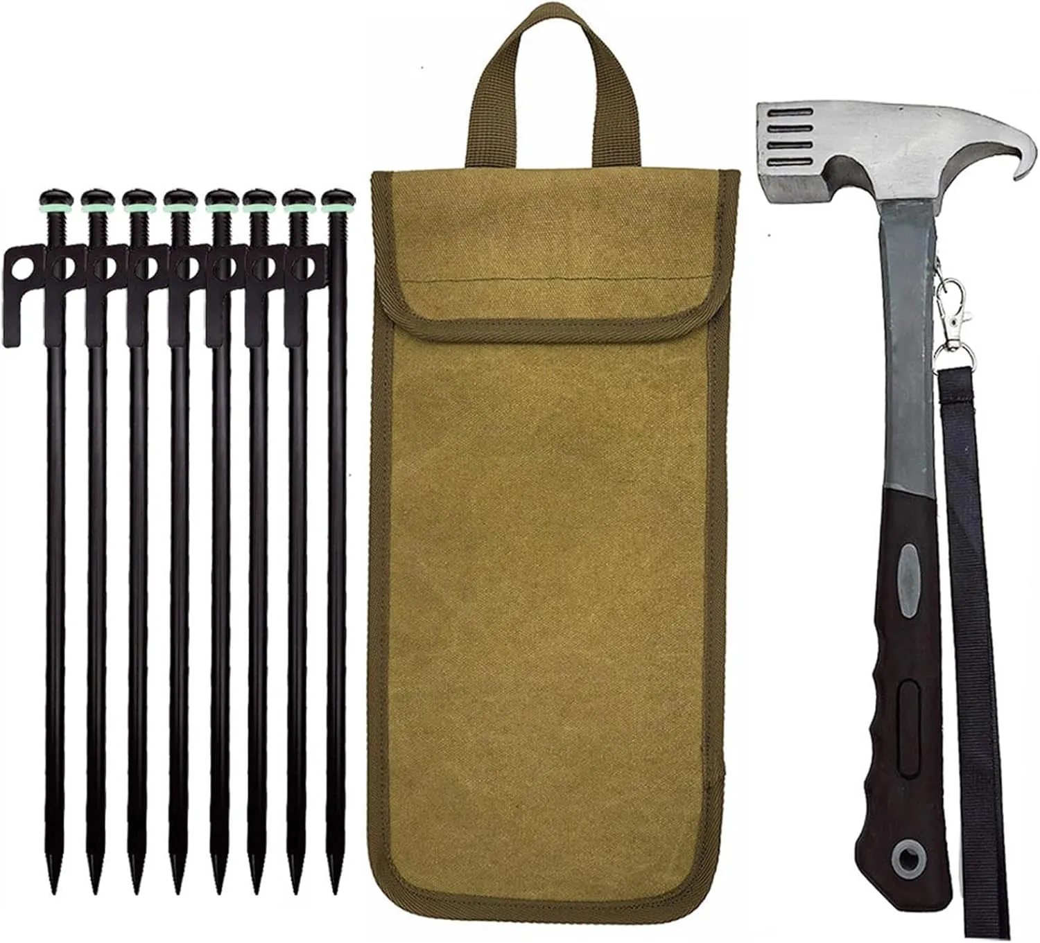 Tent Nails Poles - 30 cm Beach Tent Tanker Windproof with Hammer - Ground Tent Nails, Outdoor Tent Pegs for Securing Tents, Tarpaulins, Canopies, Awnings and Shelters