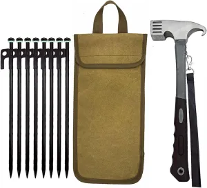 Tent Nails Poles - 30 cm Beach Tent Tanker Windproof with Hammer - Ground Tent Nails, Outdoor Tent Pegs for Securing Tents, Tarpaulins, Canopies, Awnings and Shelters