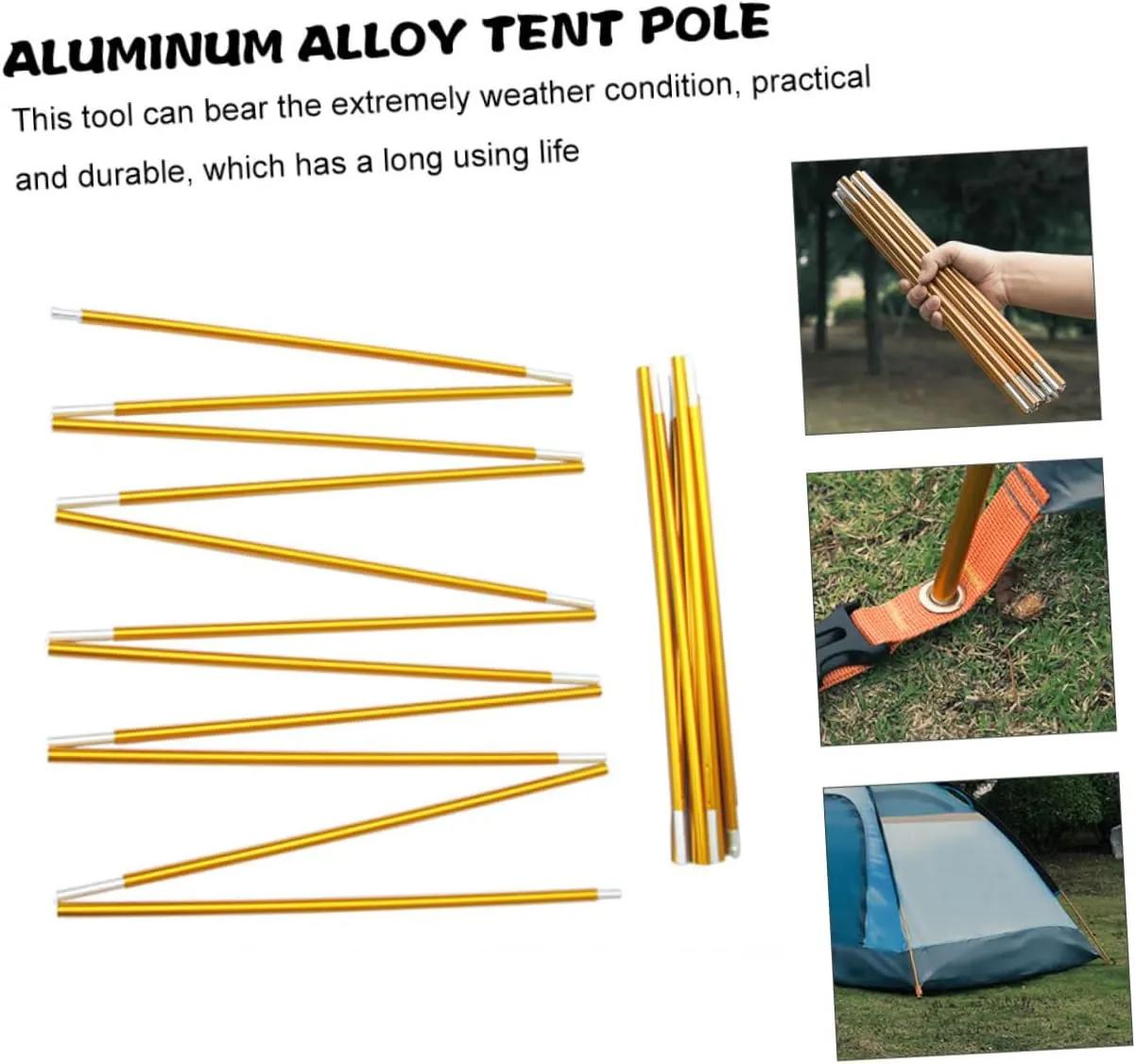 Tent Poles Durable Tent Accessories for Camping Tarp Support Portable Design for