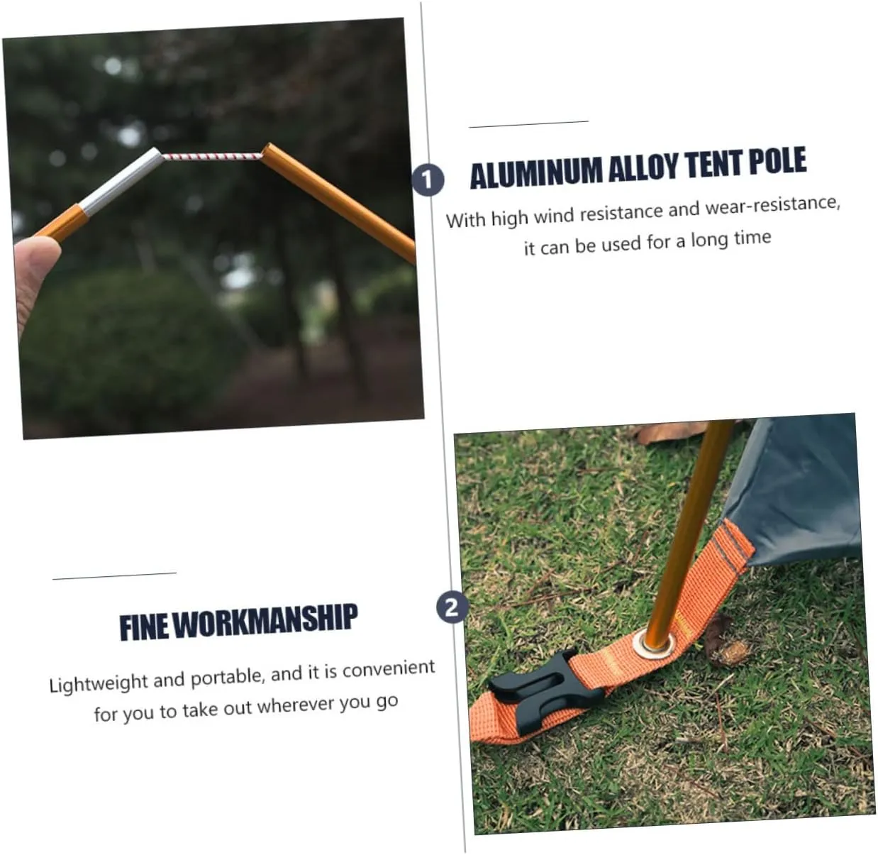 Tent Poles Durable Tent Accessories for Camping Tarp Support Portable Design for
