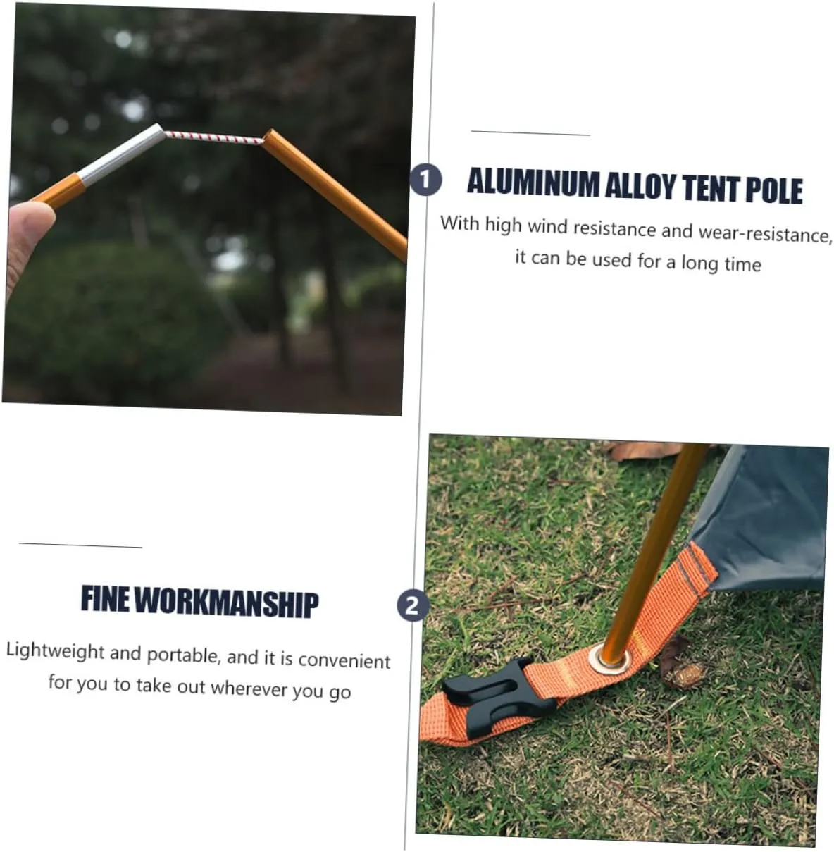 Tent Poles Elastic Support Hiking Outdoor Stake Portable Lightweight Tarp for Camping Foldable King