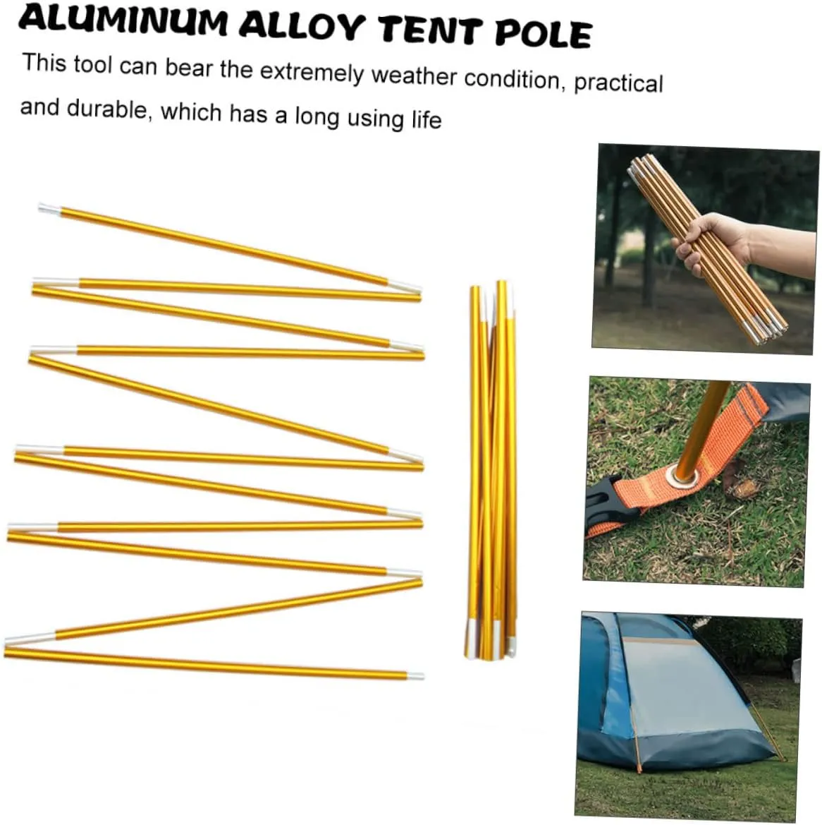 Tent Poles Elastic Support Hiking Outdoor Stake Portable Lightweight Tarp for Camping Foldable King
