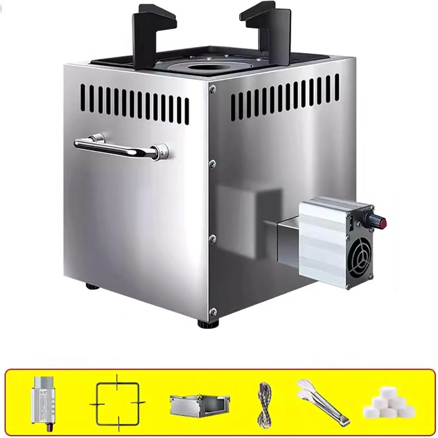 Tent Stove Rocket Stove Wood Burner Multi-fuel Capability Made of Galvanized Metal Wood Stove with Blower for Outside Bonfire, Patio & Backyard Cooking(23 * 23 * 29.5cm)