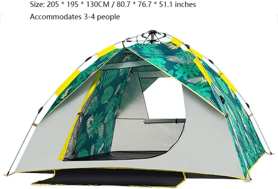 Tent Waterproof Anti-UV Tent Automatic Quick Setup Family Tent Outdoor Camping Tent Foldable Tents Two Layer Tents Sunshade Yurt (Color : Blue, Size : 3-4 Person)