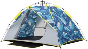 Tent Waterproof Anti-UV Tent Automatic Quick Setup Family Tent Outdoor Camping Tent Foldable Tents Two Layer Tents Sunshade Yurt (Color : Blue, Size : 3-4 Person)