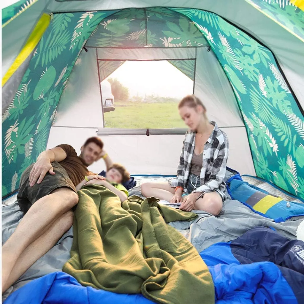 Tent Waterproof Anti-UV Tent Automatic Quick Setup Family Tent Outdoor Camping Tent Foldable Tents Two Layer Tents Sunshade Yurt (Color : Blue, Size : 3-4 Person)
