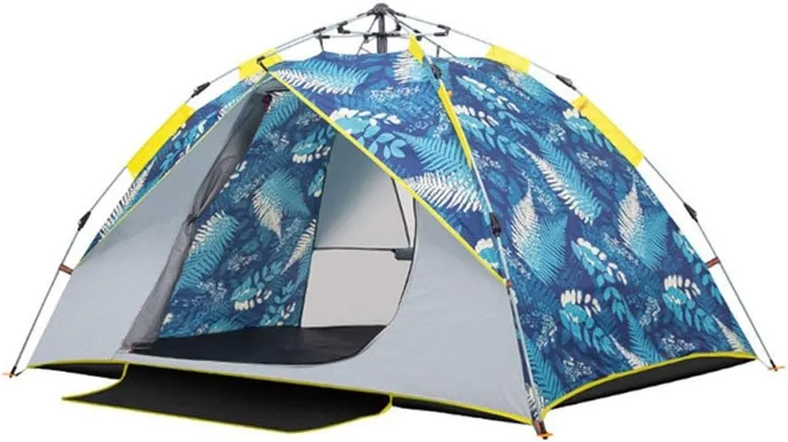 Tent Waterproof Anti-UV Tent Automatic Quick Setup Family Tent Outdoor Camping Tent Foldable Tents Two Layer Tents Sunshade Yurt (Color : Blue, Size : 3-4 Person)