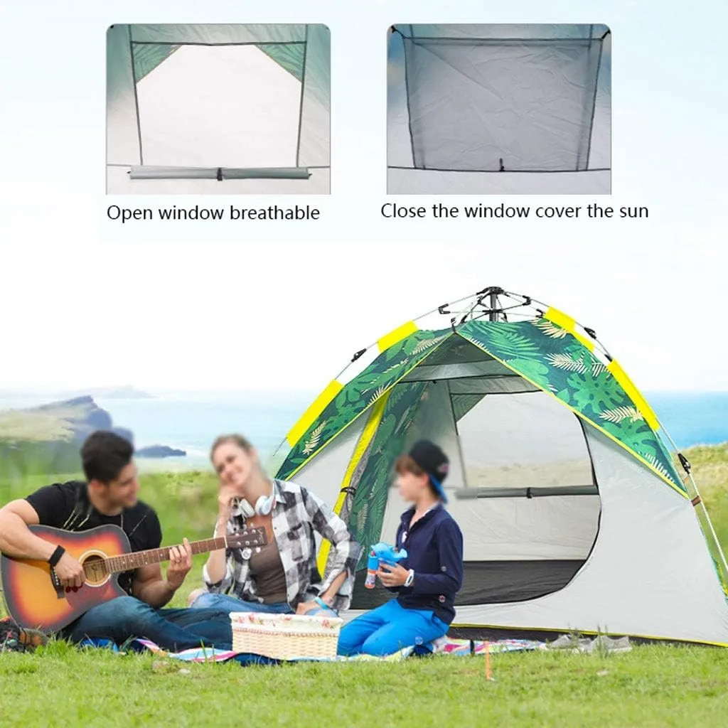 Tent Waterproof Anti-UV Tent Automatic Quick Setup Family Tent Outdoor Camping Tent Foldable Tents Two Layer Tents Sunshade Yurt (Color : Blue, Size : 3-4 Person)