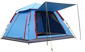 Tent,Camping Thickened Rainproof Beach Awning House Family Camping with Moisture Color:Blue,Size:240x240x154cm