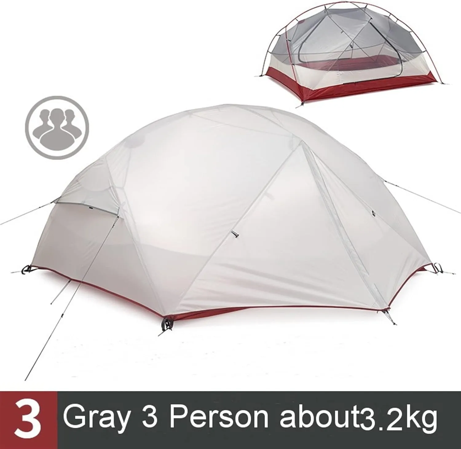 Tents 1 2 3 Person Waterproof Double Layer Outdoor Tent Aluminum Pole Gray Ultralight Single Camping Tent Mat