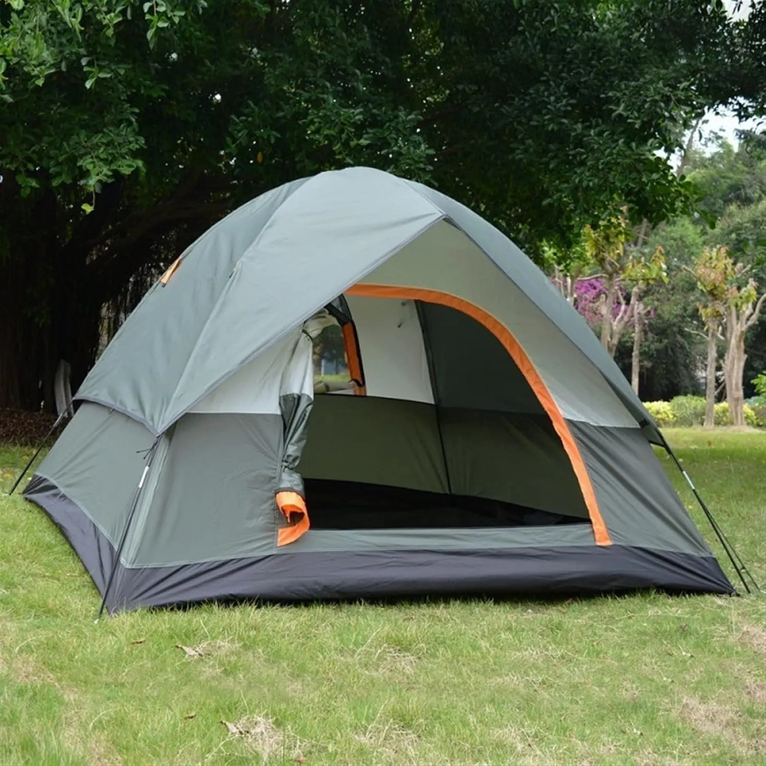 Tents 3-4 Person Windproof Double Layer Waterproof UV Resistant Camping Tent Outdoor Hunting Fishing Travel Picnic, Sky Blue