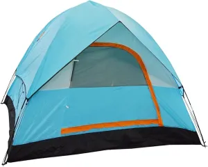 Tents 3-4 Person Windproof Double Layer Waterproof UV Resistant Camping Tent Outdoor Hunting Fishing Travel Picnic, Sky Blue