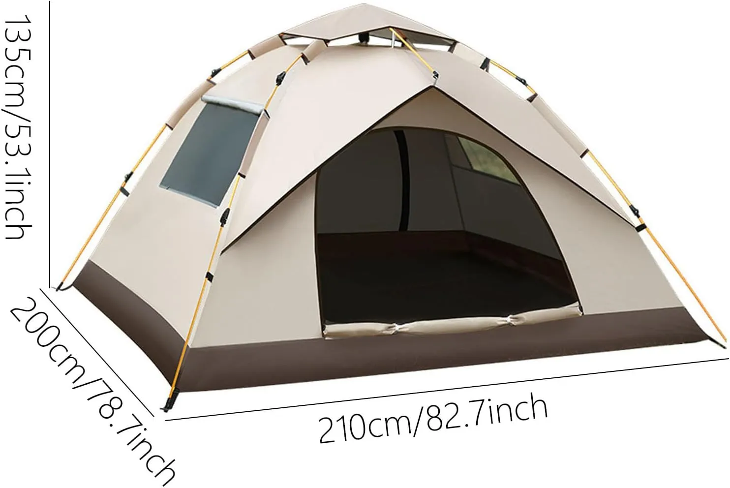 Tents 4 Person Waterproof Windproof Easy Setup Camping Tent, Double Layer Family Tents for Camping, Portable Dome Tents with 2 Doors and 2 Windows, Outdoor Tent with Carry Bag