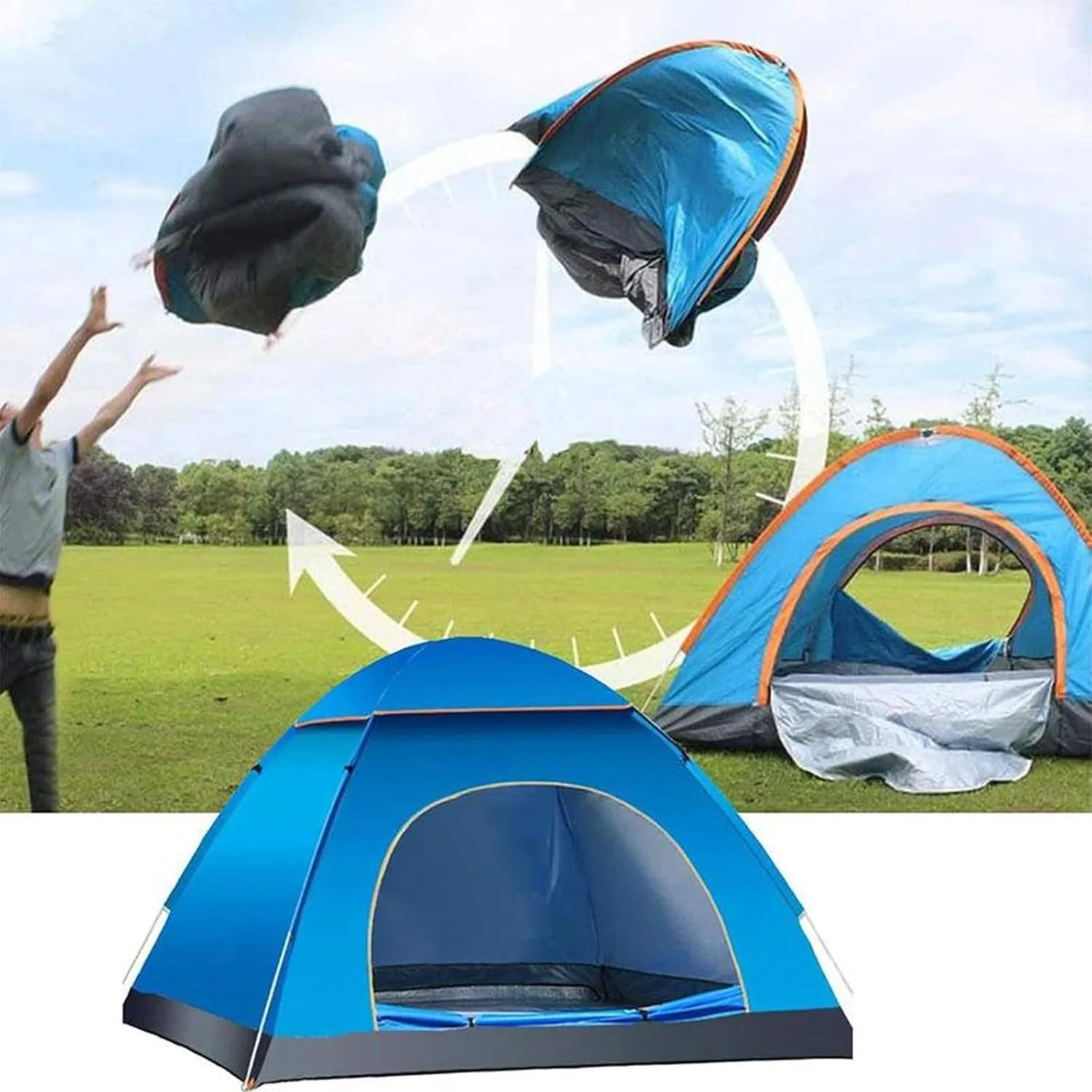 Tents Automatic Camping Tent 1-2 Person Family Tent Double Layer Instant Setup Awning Outdoor Protable Backpacking Tent Hiking Travel