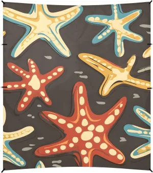 Tents Beach Tent with Sand Anchor, Cute Starfish Pattern Retro Portable Canopy Sunshade - 9' x 10' - Sandbags & Reinforced Corners & Stability Poles Sun Shelter Outdoor Camping