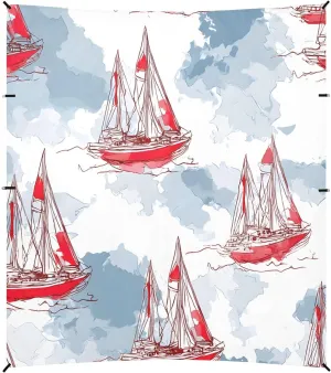 Tents Beach Tent with Sand Anchor, Red Sailboat Pattern Nautical Portable Canopy Sunshade - 9' x 10' - Sandbags & Reinforced Corners & Stability Poles Sun Shelter Outdoor Camping