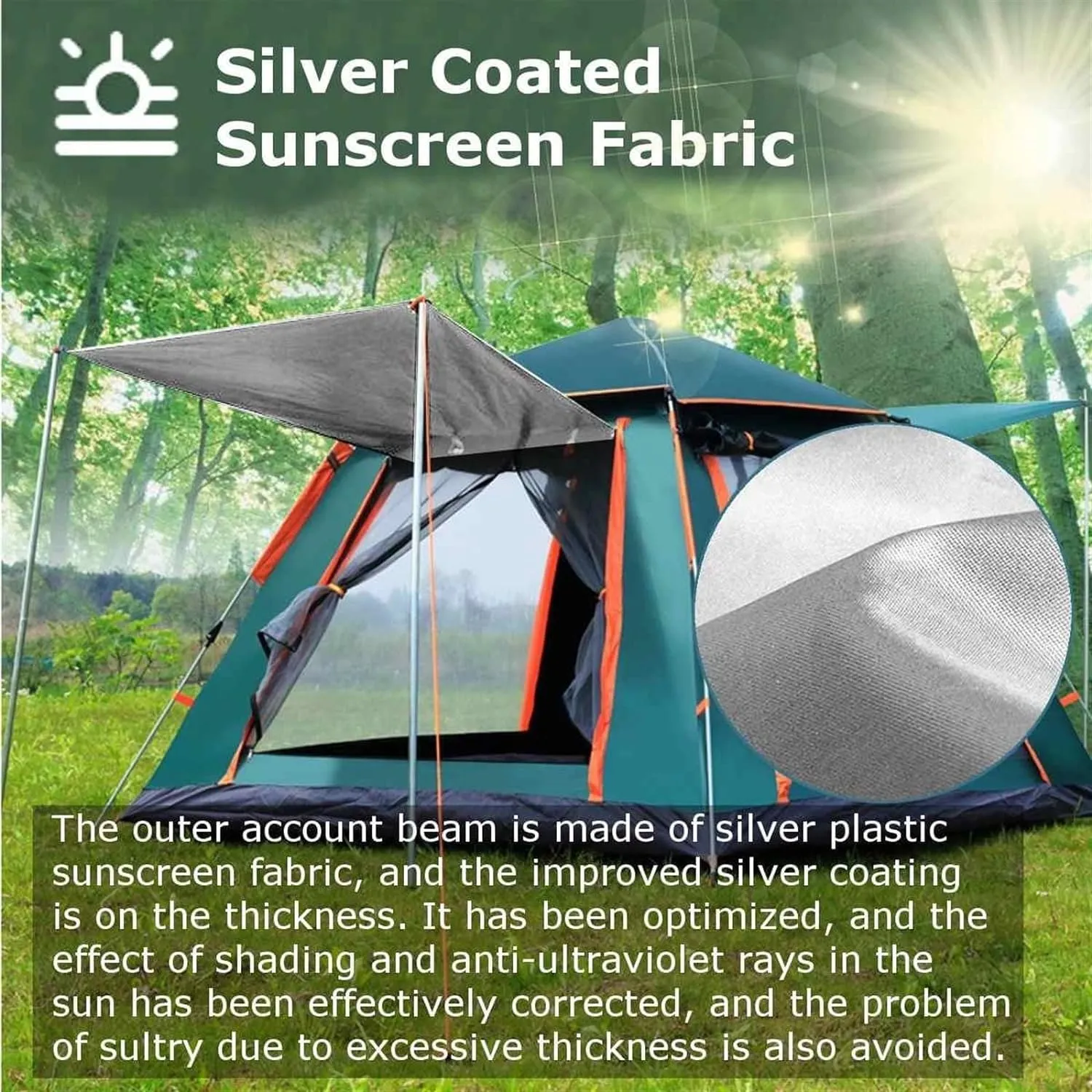 Tents Camping Tent Open Beach Tent Outdoor Camping 6-7 Person Windproof Double Layer Waterproof (5 8 Green)