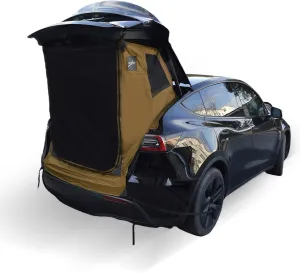 Tesla Model Y Trunk Camping Tent (2020-2025), Tailgate Tent for SUV with Enhanced Privacy & Ventilation,Compact Car Sun Shelter Waterproof 3000 MM UPF 50  (Brown)
