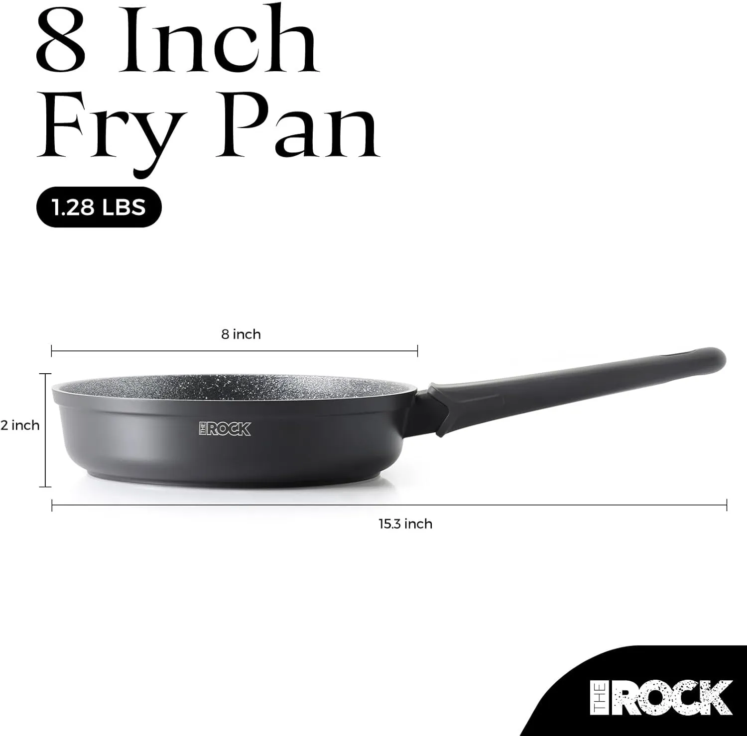 THE ROCK SOHO 8-Inch Non Stick Frying Pan – Nothing Sticks, Never Warps, Lasts Longer, Healthy Skillet with Heat-Resistant Handle, PFOA Free, Oven & Dishwasher Safe, Black