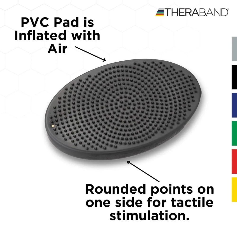 THERABAND Stability Trainer Pad, Advanced Level Black Inflatable Pad, Balance Trainer & Wobble Cushion for Balance & Core Strengthening, Rehabilitation, & Physical Therapy, Round Sport Balance Trainer