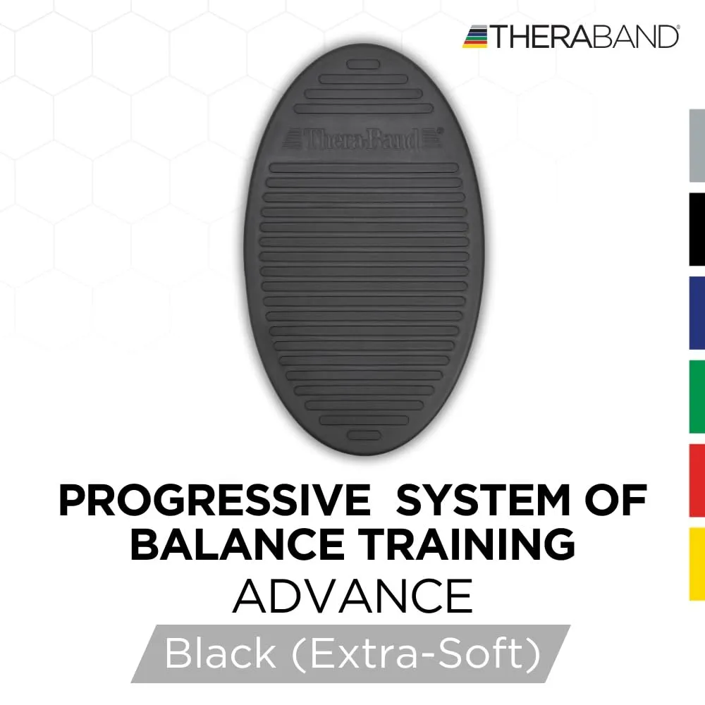THERABAND Stability Trainer Pad, Advanced Level Black Inflatable Pad, Balance Trainer & Wobble Cushion for Balance & Core Strengthening, Rehabilitation, & Physical Therapy, Round Sport Balance Trainer