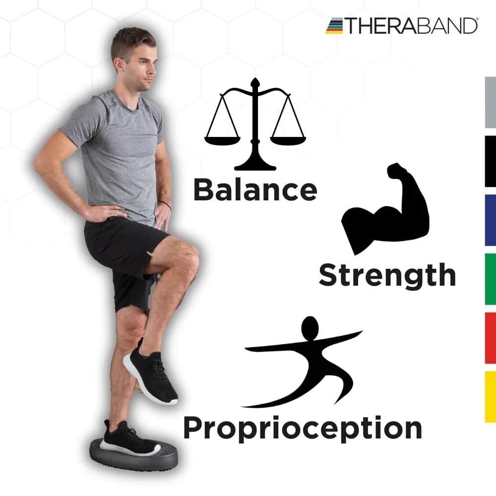 THERABAND Stability Trainer Pad, Advanced Level Black Inflatable Pad, Balance Trainer & Wobble Cushion for Balance & Core Strengthening, Rehabilitation, & Physical Therapy, Round Sport Balance Trainer