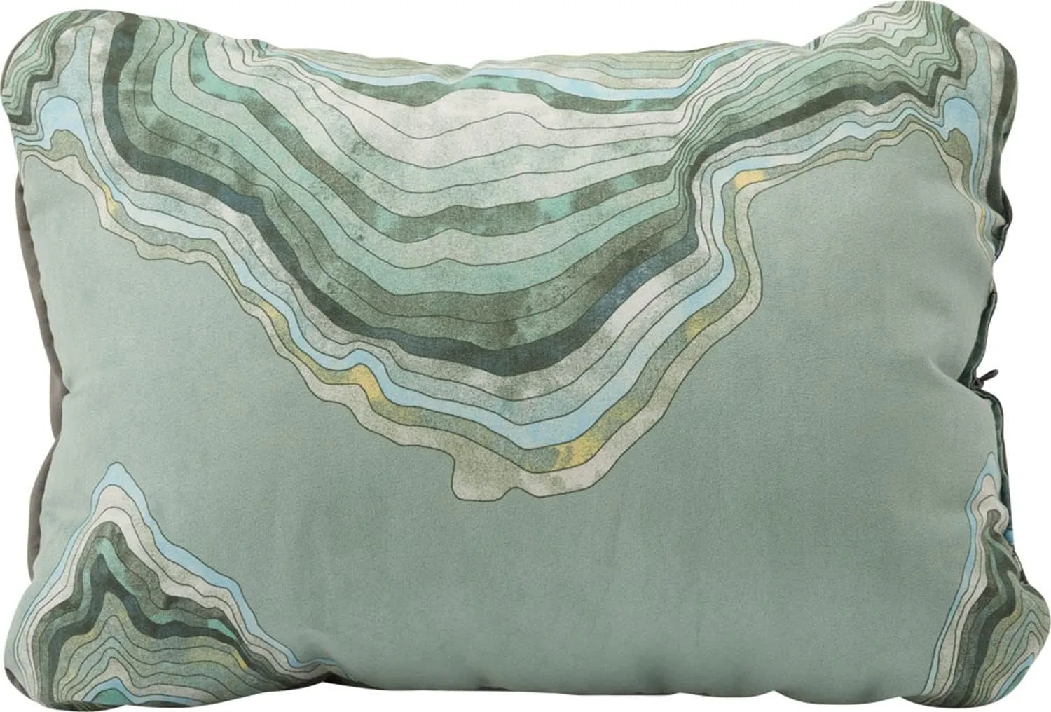 Therm-a-Rest Compressible Cinch Camping and Backpacking Pillow, Large - 16 x 23 Inch, Sage Topo Wave Print